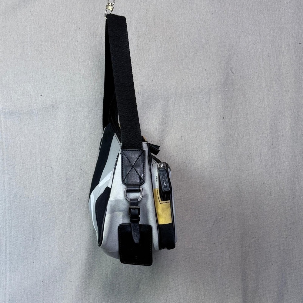 Vintage Bally Y2K Shoulder Bag Canvas Graphic Multi Pocket Designer - Picture 5 of 12